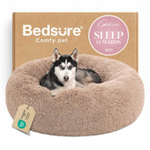 Bedsure donut dog bed round soft fur offers cozy curl-up sleep for pets