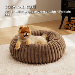 Bedsure donut small dog bed faux fur close-up for cozy warmth.