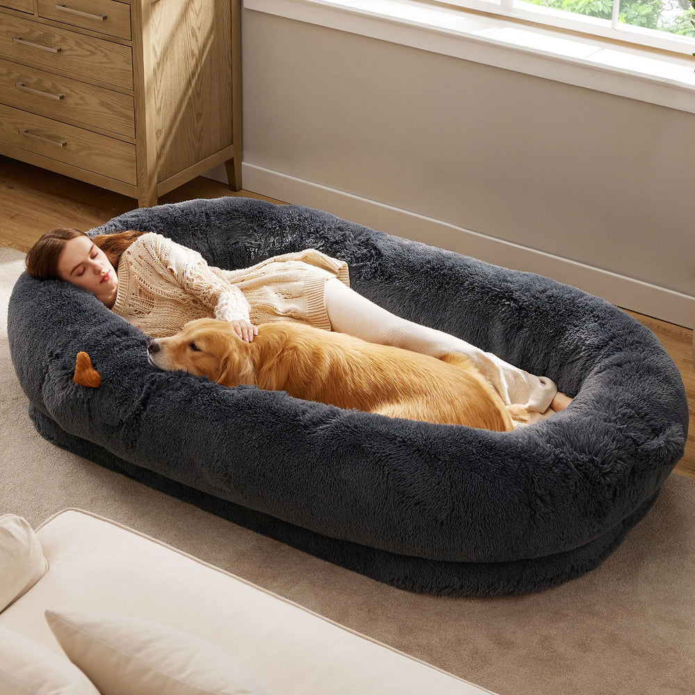 Bedsure Human Dog Bed side pocket close-up, convenient storage for essentials