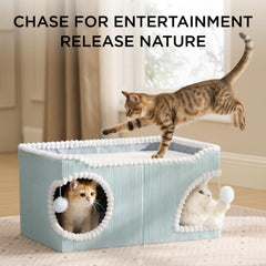 Bedsure large cat bed foldable cave hideaway for easy storage and travel.