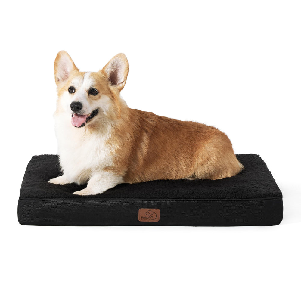 Bedsure large dog bed foam closeup showing supportive egg-crate design for joint comfort