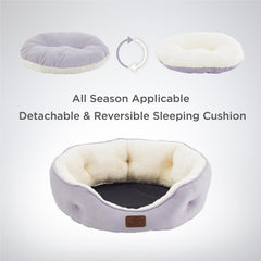 Bedsure Misty Lilac round bed with non-slip bottom on floor