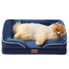 Bedsure orthopedic dog bed 24-inch blue navy highlights joint-support for small dogs