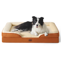 Bedsure orthopedic dog bed Ember Clay 35 inch showing supportive egg-crate foam for joint comfort