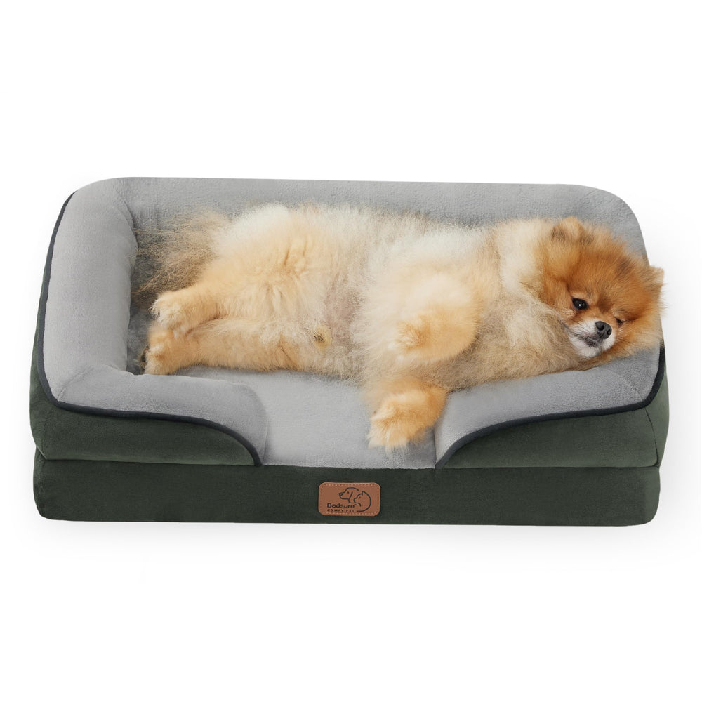 Bedsure orthopedic dog bed closeup shows supportive foam for joint comfort