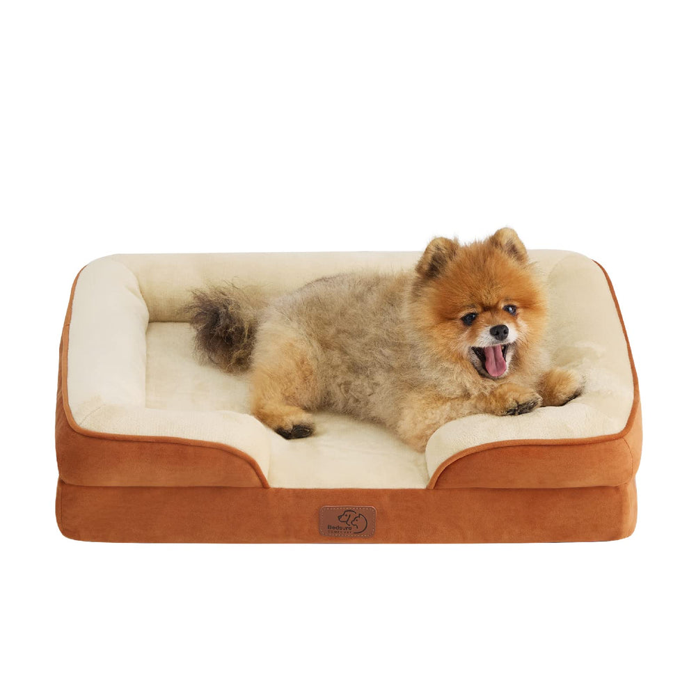 Bedsure orthopedic dog bed small Ember Clay 24in front view showing supportive surface for restful sleep
