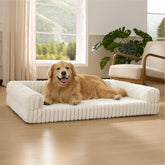 Bedsure orthopedic dog bed XL cream, front view showing supportive memory foam for joints.