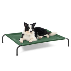 Bedsure outdoor elevated dog bed side view showcasing breathable mesh and elevated airflow for comfort.