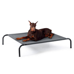 Bedsure Outdoor Elevated XL Dog Bed cooling cot shown from top for superior airflow and comfort.