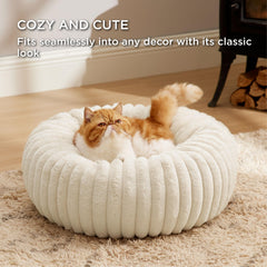 Bedsure raised rim donut bed provides head and neck support for restful naps.
