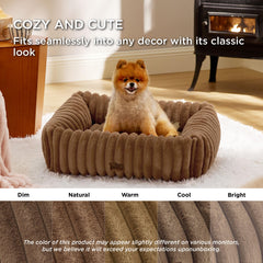 Bedsure rectangle orthopedic dog bed material close-up shows durable support.