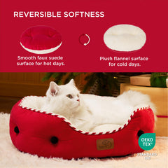Bedsure round bed bolster close-up highlights plush support for comfort.