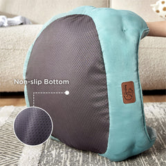 Bedsure round bed with cushioned bolster for head and neck support.