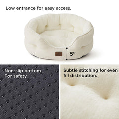 Bedsure round dog bed compact size white plush sherpa invites soft, relaxed lounging