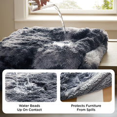 Bedsure sherpa plush side close-up shows soft warmth for calming, cozy pet naps.