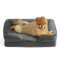 Bedsure small orthopedic dog bed cover closeup highlighting plush flannel comfort and support