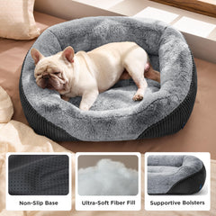 Bedsure Washable Dog Bed corduroy-fleece features plush texture and warm coziness.