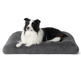 Bedsure washable large dog bed in crate with plush grey fur for cozy lounging