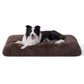 Bedsure washable large dog bed crate top view shows plush faux fur for cozy lounging.