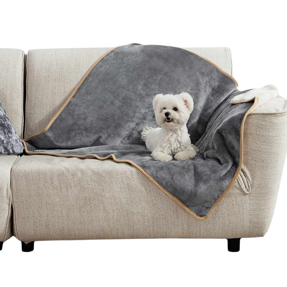 Bedsure waterproof dog blanket dual texture for couch protection and easy cleaning.