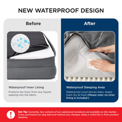 Bedsure waterproof liner dog bed shows spill protection and hassle-free maintenance.