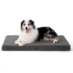 Bedsure XL dog bed in crate top view with spacious comfort.