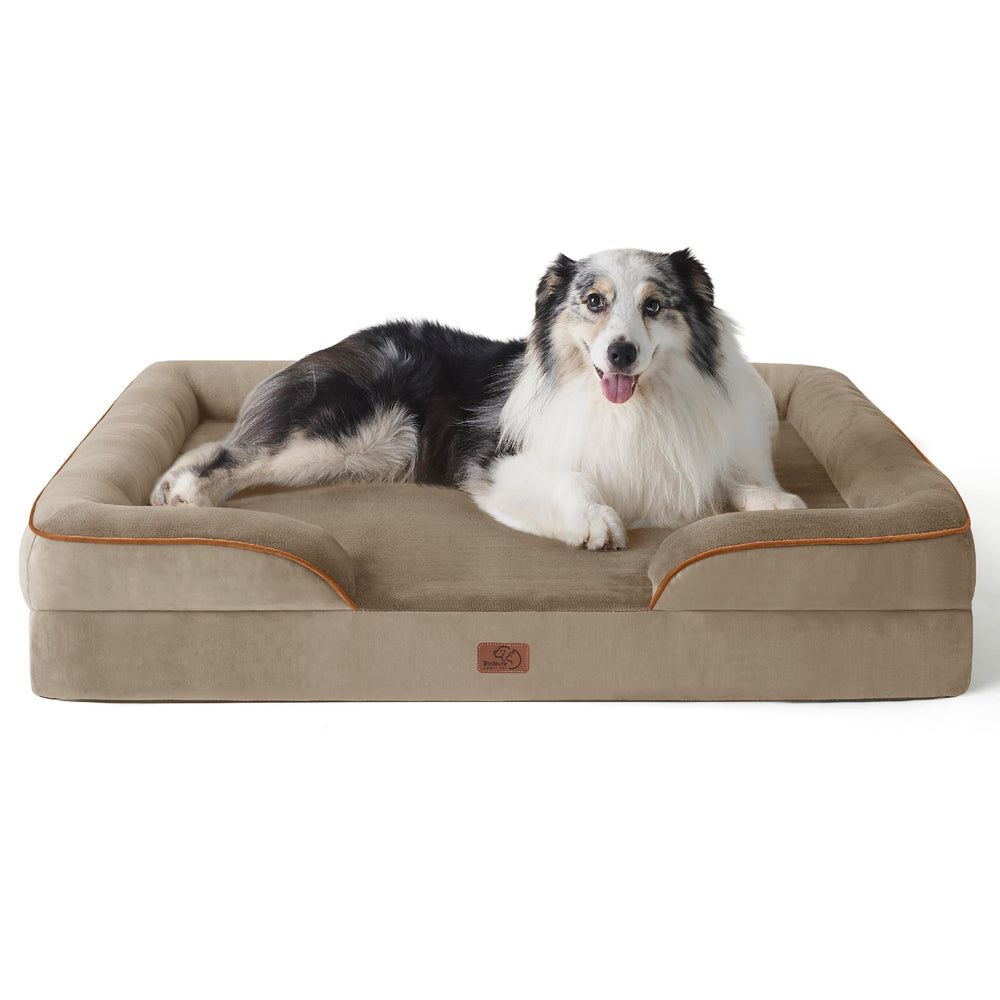 Bedsure XL orthopedic dog bed foam closeup showing supportive structure for joints
