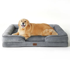 Bedsure XL Plus orthopedic dog bed front view shows a four-sided bolster for secure snuggling.