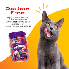 Beefeaters Cat Treats Variety Pack 87% moisture supports hydration during snacking.