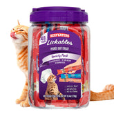 Beefeaters Lickable Puree Salmon hand-feeding moment boosts bonding and hydration.