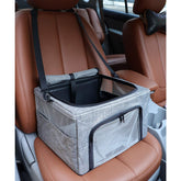 Beelike dog cat car seat with metal frame for secure car travel.