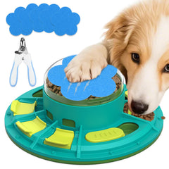 Beelike dog nail file toy green front view for engaged play and nail care.