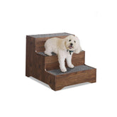 beeNbkks furniture style dog stairs side view showing sturdy wood design for easy access