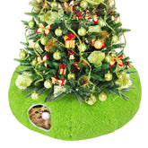 Beeplove Green Fluffy Cat Tunnel Skirt closeup highlights soft plush texture for cozy holiday fun.