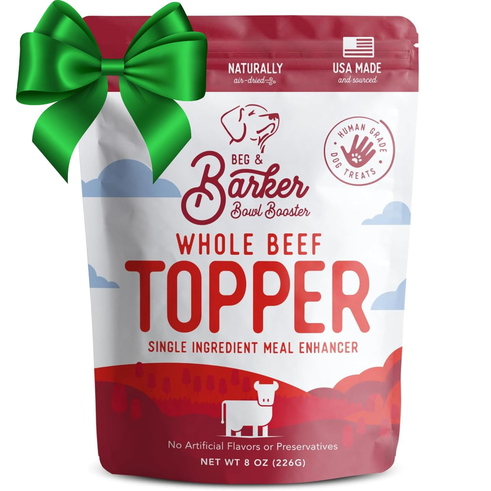 Beg & Barker beef toppers 8oz packaging enhances meals with real beef boost.