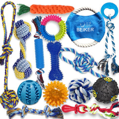Beiker dog teething toys 15-pack for puppy teething relief and fun