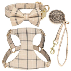 Beirui puppy harness beige with bowtie for stylish everyday wear