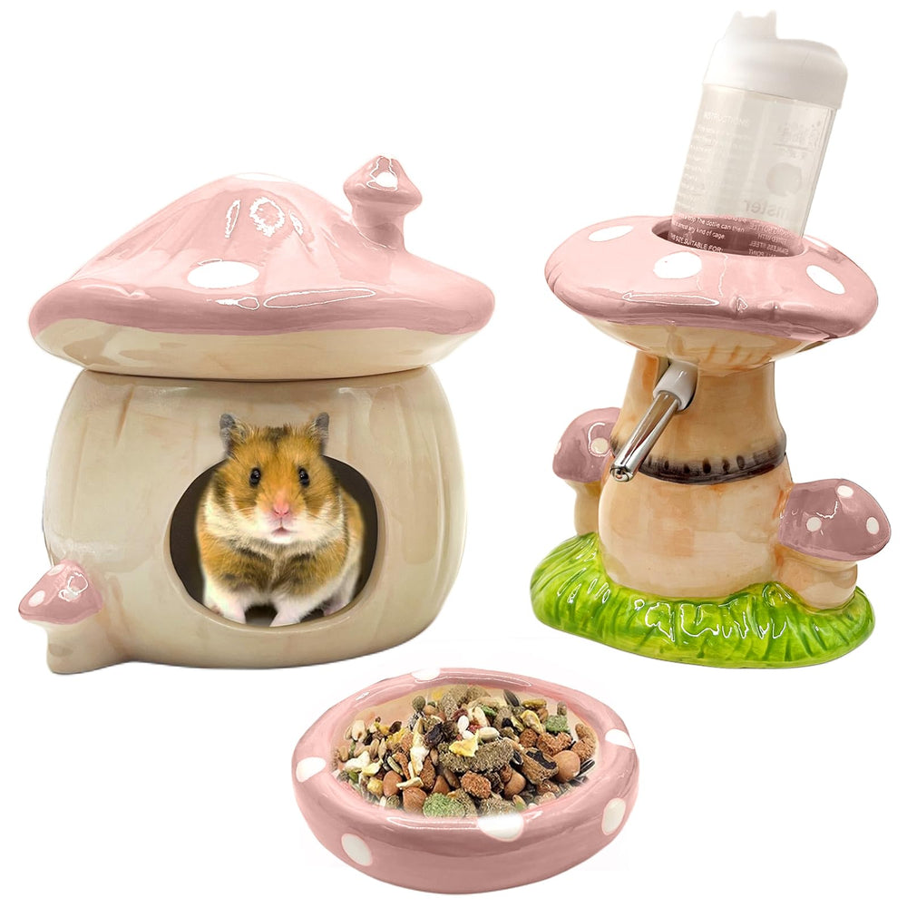 BELEATAL mushroom ceramic hamster hideout offers a cozy nest for daily comfort