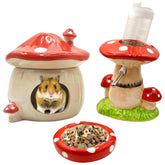 BELEATAL mushroom ceramic hideout provides a cozy, secure retreat for hamsters.