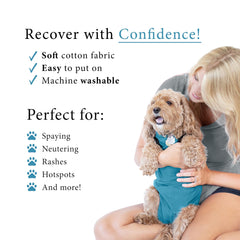 BellyGuard recovery suit back closure demonstrates secure fit during healing.