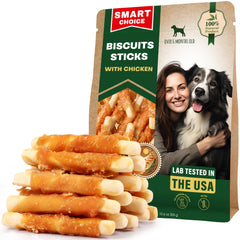 Beloved Pets biscuit-stick chicken-wrapped close-up for training rewards