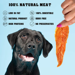 Beloved Pets chicken jerky 100% chicken meat supports high-protein dog diets.