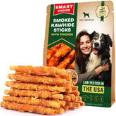 Beloved Pets smoked rawhide stick chicken-wrapped chew boosts training focus with protein-rich bite