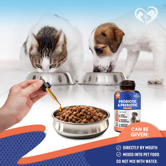 Beloved Pets probiotic blend being poured for gut balance.