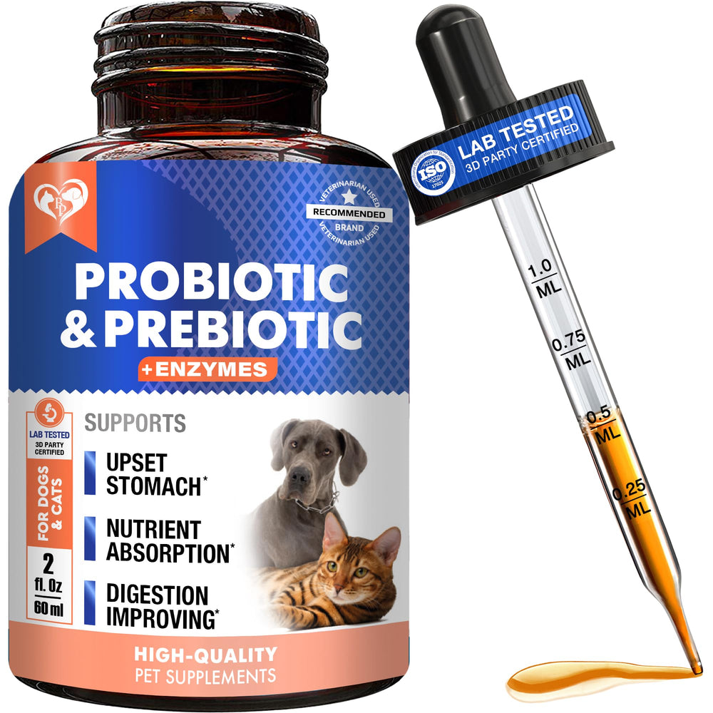 Beloved Pets probiotics-enzymes for dogs bottle closeup promotes digestive health.