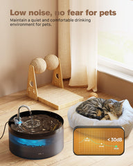 BEMOONY cat water fountain LED pump illuminates at night for easy monitoring