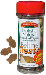 Bench & Field Holistic cat treats close-up of crunchy fish bites for a satisfying snack.