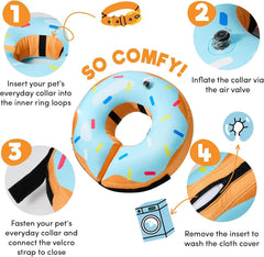 BENCMATE donut-collar-blue-side-fit protects wounds while keeping pets calm.
