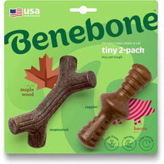 Benebone Tiny Maplestick with real bacon for durable chewing in small dogs