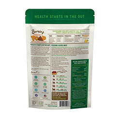 Bernie's 4-in-1 digestive formula powder scoop demonstrates fiber, prebiotics, probiotics and enzymes